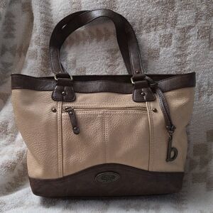 b.o.c. Cream and Brown Shoulder Bag with Double Handles